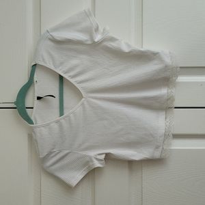 White Crop Top Shirt | Size L
